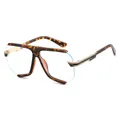 Modieuze oversized half-randloze zonnebril met retro schildpadmontuur en gouden metalen accenten - Schildpadmontuur