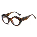 Modische Brille mit Schildpatt-Polygonrahmen für Damen mit klaren Gläsern Stilvoll - Leopardenrahmen