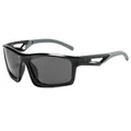 Gafas de sol deportivas retro con montura negra y lentes grises resistentes al viento para ciclismo - Montura Negro Brillante Lentes Grises