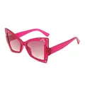 Occhiali da sole a farfalla chic in rosa vibrante con eleganti venature marmoree - Montatura Rosa Lente Rosa Sfumato