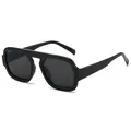 Vintage thick frame aviator sunglasses in classic black for outdoor sun protection - Black Frame Black Grey Lens