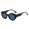 Trendige schwarze Sonnenbrille mit polygonalem Rahmen und UV-Schutz im modernen Ins-Stil - Schwarzer Rahmen Schwarz Graue Gläser