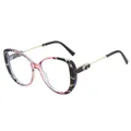 Stylish oversized cat-eye sunglasses with tortoiseshell pattern and gold metal arms - Pink Leopard Frame