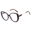 Oversized burgundy frame fashion glasses with gold metal temples in SKU variant view. - Wine Red