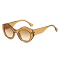 Moderne Cat-Eye-Sonnenbrille mit braunem Rahmen und Gläsern mit Farbverlauf - Tee Rahmen Verlaufsgläser Tee