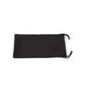 Close-up of a black microfiber drawstring pouch for sunglasses and eyeglasses storage - Black Glasses Pouch