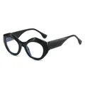 Moderne schwarze geometrische Polygon-Brille mit klaren Gläsern für einen schicken Look - Schwarzer Rahmen