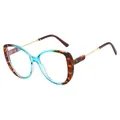 Fashion oversized butterfly eyeglasses with tortoiseshell and blue gradient frame - Blue Leopard Frame