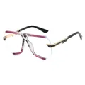Stijlvolle retro half-omrande zonnebril met roze kleurverloop en gouden details - Paars Luipaardframe