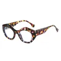 Modische polygonale Sonnenbrille mit buntem Schildpattmuster und UV-Schutz - Lila Leopardenrahmen