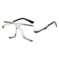 Vintage oversized randloze zonnebril met goud-zwarte geometrische metalen pootjes - Grijs-Roze Frame