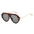 Stylish aviator sunglasses featuring tortoise shell frames and sleek gold metal temples - Tortoise Frame Gray Lens