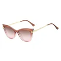 Lunettes de soleil œil-de-chat marron élégantes avec verres dégradés dorés - Monture Rose Thé Verres Rose Thé