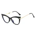 Lunettes de soleil papillon noires tendance avec branches élégantes en métal doré - Cadre Noir