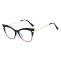 Lunettes œil de chat tendance avec monture dégradée noire et branches en métal doré - Monture Noir et Thé
