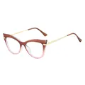 Lunettes yeux de chat tendance avec monture dégradée marron et fines branches dorées - Rose Thé