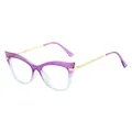 Lunettes de soleil œil-de-chat tendance avec monture dégradée violette et branches dorées - Monture Bleu Violet