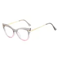 Lunettes œil de chat surdimensionnées avec monture dégradée rose et branches dorées - Monture Gris et Rose