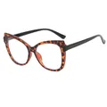 Modische Cat-Eye-Blaulichtfilter-Brille mit Leoparden-Schildpatt-TR-Rahmen - Leopardenrahmen mit Schwarzen Bügeln