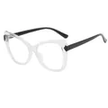 Modische Cat-Eye-Brille mit transparentem Rahmen und schwarzen Bügeln für Damen - Transparenter Rahmen Schwarze Bügel