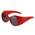 Trendy retro oversized oval sunglasses featuring a vibrant red frame and dark lenses - Red Frame with Dark Gray Lenses