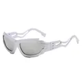 Futuristic silver punk sunglasses with hollow irregular frames for modern fashion style - Silver Frame Mirrored Lens
