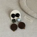 Detailed macro view showing textures of vintage geometric wood and shell splicing earrings - Style 1 Snowflake Earring