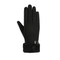 Women's black thermal winter gloves with faux fur cuff and touchscreen fingertips - Small Card Style / Black