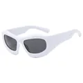 Modern white Y2K bubble frame sunglasses with dark tinted lenses for trendy streetwear - White Frame Gray Lens