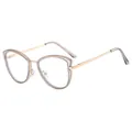 Stylish retro cat-eye glasses with anti-blue light lenses and elegant golden metal frame - Gray Frame (8037 95972)