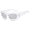 Fashionable Y2K bubble wrap-around sunglasses with translucent white chunky frames - Transparent Frame Silver Mirror Lens