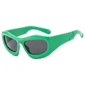 Stylish green Y2K bubble sunglasses featuring chunky frames and premium dark lenses - Green Frame Grey Lens