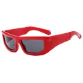 Trendy red square outdoor cycling sunglasses with UV400 protection lenses - Red Frame Grey Lens