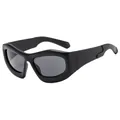Stylish Y2K oversized bubble sunglasses in matte black for trendy street style outfits. - Black Frame Grey Lens