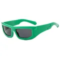 Fashionable green square frame outdoor sports sunglasses with a retro trendy style - Green Frame Grey Lens