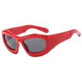 Trendy Y2K red bubble frame sunglasses with dark lenses for hip hop street style fashion - Red Frame Grey Lens