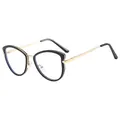 Retro cat-eye blue light blocking glasses with black frame and gold metal temples - Sand Black Frame (8037 95972)