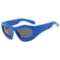 Fashionable blue Y2K bubble sunglasses featuring chunky frames for street style look - Blue Frame Grey Lens
