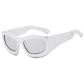 Futuristic silver Y2K bubble sunglasses with a sleek metallic finish and grey lenses - Silver Frame Silver Mirror Lens