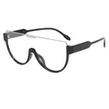Modern oversized half-frame sunglasses with stylish metallic top bar design - Black and Silver