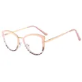 Fashionable retro cat-eye anti-blue light glasses with pink and tortoise metal frames - Pink Demi Frame (8037 95972)