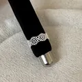 Detail shot of vintage silver lace crown ring with hollow-out pattern design - Crown Wavy Lace Style (Style 23 Ring) / Silver