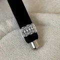 Exquisite close-up detail of vintage silver crown lace ring with sparkling inlaid diamonds. - Rhinestone Crown Lace Style (Style 25 Ring) / Silver
