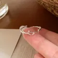 Elegant silver crescent moon and star adjustable open ring for women fashion jewelry - Crescent Moon Style (U5-51) / Silver