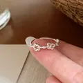 Delicate silver butterfly and flower minimalist open ring for women jewelry gift - Butterfly Style (U5-51) / Silver