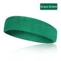Grass green elastic sports headband with moisture-wicking towel fabric texture - Single Piece / Dark Green