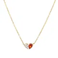 Gold heart-shaped birthstone necklace with clear and red teardrop cubic zirconia stones - White and Orange Red Heart Rhinestone Style (FX4806D1W4)