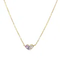 Elegant gold plated heart birthstone necklace with purple and clear teardrop zircons. - Purple and White Heart Rhinestone Style (FX4806D1W6)