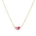 Elegant double-color heart birthstone necklace with pink and red zircon in 14K gold plating - Pink and Red Heart Rhinestone Style (FX4806D1W10)