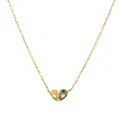 14K gold plated necklace featuring a two-tone heart pendant with yellow and green zircons - Yellow and Olive Green Heart Rhinestone Style (FX4806D1W11)